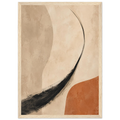 Ember Line framed abstract line art print in charcoal and terracotta, natural wood frame, A3