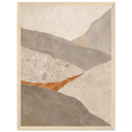 Stone Field framed abstract art print in limestone, taupe and rust, natural wood frame, 30 x 40 cm