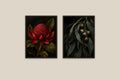 Night Garden pair of framed dark botanical prints by CENDREVA