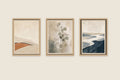 Still Horizons set of 3 framed prints on a wall